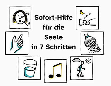 Sofort-Hilfe für die Seele in 7 Schritten mit sieben Sketchnotes für die einzelnen Schritte