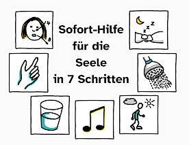 Sofort-Hilfe für die Seele in 7 Schritten mit den sieben Schritten als Sketchnotes