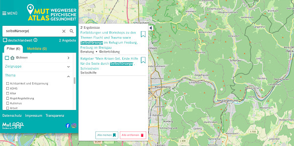 Eintrag des Ratgebers "Mein Krisen-Set. Erste Hilfe für die Seele durch Selbstfürsorge" im Mut-Atlas