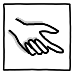 Zeichnung einer Hand mit ausgestrecktem Zeigefinger als Symbol für Fingerarbeit in Mein Krisen-Set